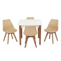 Conjunto Mesa de Jantar Luiza 80cm Branca com 4 Cadeiras Leda - Nude