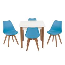 Conjunto Mesa de Jantar Luiza 80cm Branca com 4 Cadeiras Leda - Turquesa