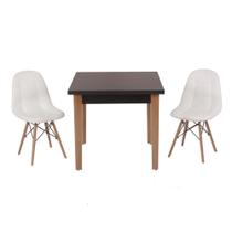 Conjunto Mesa de Jantar Luiza 80cm Preta com 2 Cadeiras Botonê - Branco