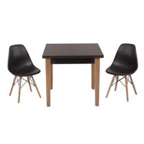 Conjunto Mesa de Jantar Luiza 80cm Preta com 2 Cadeiras Eames Eiffel - Preto