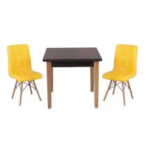 Conjunto Mesa de Jantar Luiza 80cm Preta com 2 Cadeiras Gomos - Amarelo