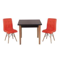 Conjunto Mesa de Jantar Luiza 80cm Preta com 2 Cadeiras Gomos - Vermelho
