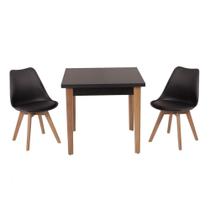Conjunto Mesa de Jantar Luiza 80cm Preta com 2 Cadeiras Leda - Preto