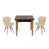 Conjunto Mesa de Jantar Luiza 80cm Preta com 2 Cadeiras Slim - Nude