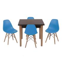 Conjunto Mesa de Jantar Luiza 80cm Preta com 4 Cadeiras Eames Eiffel - Turquesa