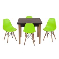 Conjunto Mesa de Jantar Luiza 80cm Preta com 4 Cadeiras Eames Eiffel - Verde