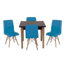 Conjunto Mesa de Jantar Luiza 80cm Preta com 4 Cadeiras Gomos - Turquesa
