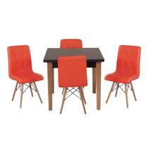 Conjunto Mesa de Jantar Luiza 80cm Preta com 4 Cadeiras Gomos - Vermelho