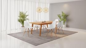 Conjunto Mesa de Jantar Madeira Maciça Retangular com 6 Cadeiras Eames Yescasa