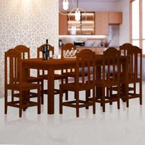 Conjunto Mesa De Jantar Madeira Maciça Safira Com 8 Lugares Castanho JM Móveis