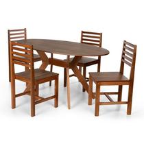 Conjunto Mesa de Jantar Mai 160x80 e Cadeiras Luna Assento Mdf Madeira Maciça Amadeirado