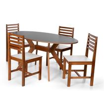 Conjunto Mesa de Jantar Mai 160x80 e Cadeiras Luna Assento Mdf Madeira Maciça Preto/Branco