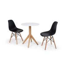 Conjunto Mesa de Jantar Maitê 60cm Branca com 2 Cadeiras Charles Eames - Preta