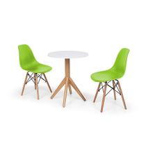Conjunto Mesa de Jantar Maitê 60cm Branca com 2 Cadeiras Charles Eames - Verde
