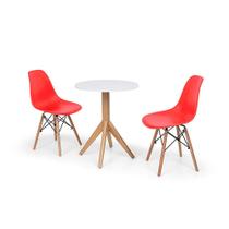 Conjunto Mesa de Jantar Maitê 60cm Branca com 2 Cadeiras Charles Eames - Vermelha