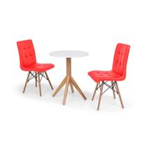 Conjunto Mesa de Jantar Maitê 60cm Branca com 2 Cadeiras Eiffel Gomos - Vermelha