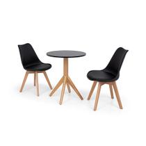 Conjunto Mesa de Jantar Maitê 60cm Preta com 2 Cadeiras Eames Wood Leda - Preta Conjunto Mesa de Jantar Maitê 60cm Preta com 2 Cadeiras Eames Wood Leda - Preta