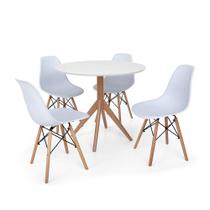 Conjunto Mesa de Jantar Maitê 80cm Branca com 4 Cadeiras Charles Eames - Branca