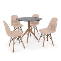 Conjunto Mesa de Jantar Maitê 80cm Preta com 4 Cadeiras Charles Eames Botonê - Nude