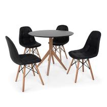 Conjunto Mesa de Jantar Maitê 80cm Preta com 4 Cadeiras Charles Eames Botonê - Preta