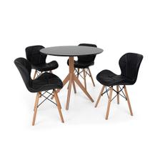 Conjunto Mesa de Jantar Maitê 80cm Preta com 4 Cadeiras Eames Eiffel Slim - Preta - MADE MOVEIS CEDRENSE LTDA