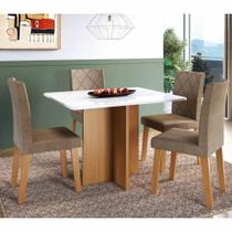 Conjunto Mesa de Jantar Malmo com 4 Cadeiras Dubai Freijó/Off White/Cacau Spazio Móveis