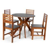 Conjunto Mesa de Jantar Marci 90cm e 4 Cadeiras Luna Assento Mdf Madeira Maciça