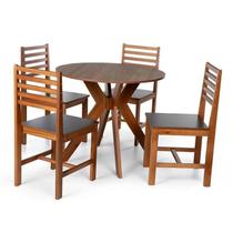 Conjunto Mesa de Jantar Marci 90cm e 4 Cadeiras Luna Assento Mdf Madeira Maciça