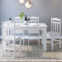 Conjunto Mesa de Jantar Mesa 4 Cadeiras Estofadas Moderno Amadeirado Conjunto Mesa de Jantar Mesa 4 Cadeiras Estofadas Moderno Amadeirado