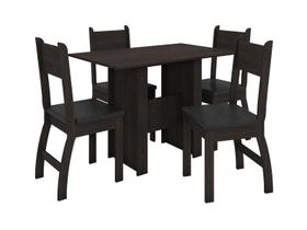 Conjunto Mesa de Jantar Milano 1,08m com 4 Cadeiras Amendoa/Preto - Poliman