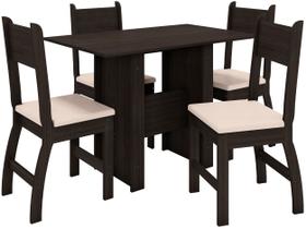 Conjunto Mesa de Jantar Milano 1,08m com 4 Cadeiras Amendoa/Savana - Poliman