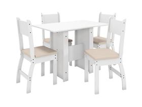 Conjunto Mesa de Jantar Milano 1,08m com 4 Cadeiras Branco/Savana - Poliman