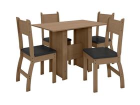 Conjunto Mesa de Jantar Milano 1,08m com 4 Cadeiras Carvalho/Preto - Poliman