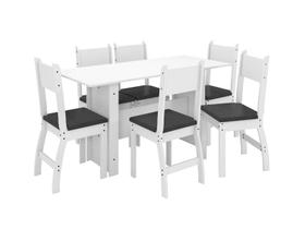 Conjunto Mesa de Jantar Milano 1,55m com 6 Cadeiras Branco/Preto - Poliman - Poliman Móveis
