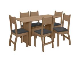 Conjunto Mesa de Jantar Milano 1,55m com 6 Cadeiras Carvalho/Preto - Poliman