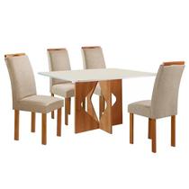 Conjunto Mesa de Jantar Milão 120x80 Tampo de Vidro Com 4 Cadeiras Londres Cel Móveis - TEC 169