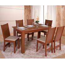 Conjunto Mesa de Jantar Milena com 6 Cadeiras Elane 135x68cm São Carlos