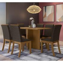 Conjunto Mesa de Jantar Nadi Retangular e 6 Cadeiras Isa Henn - Nature/Marrom