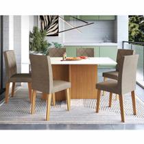 Conjunto Mesa de Jantar Nice com 6 Cadeiras Dubai Freijó/Off White/Cacau Spazio Móveis - Spazio Móveis
