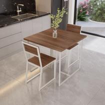 Conjunto Mesa de Jantar Quadrada 2 Cadeiras Imbuia Riviera Industrial Branco
