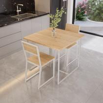 Conjunto Mesa de Jantar Quadrada 2 Cadeiras Pinus Riviera Industrial Branco Conjunto Mesa de Jantar Quadrada 2 Cadeiras Pinus Riviera Industrial Branco