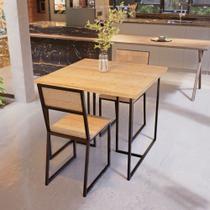 Conjunto Mesa de Jantar Quadrada 2 Cadeiras Pinus Riviera Industrial Preto