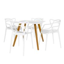 Conjunto Mesa de Jantar Quadrada Ágata 90x90cm Branca com 4 Cadeiras Allegra - Branco