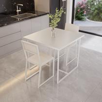 Conjunto Mesa de Jantar Quadrada Branca 2 Cadeiras Estofado Riviera Industrial Branco Conjunto Mesa de Jantar Quadrada Branca 2 Cadeiras Estofado Riviera Industrial Branco