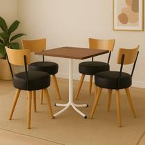 Conjunto Mesa de Jantar Quadrada Branca Tampo Imbuia Com 4 Cadeiras Estofada Preta Encosto Madeira Urban Conjunto Mesa de Jantar Quadrada Branca Tampo Imbuia Com 4 Cadeiras Estofada Preta Encosto Madeira Urban