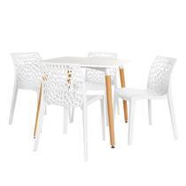 Conjunto Mesa de Jantar Quadrada Eiffel 80x80cm Branca com 4 Cadeiras Gruvyer - Branco - Magazine Decor
