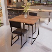 Conjunto Mesa de Jantar Quadrada Imbuia 2 Cadeiras Estofado Riviera Industrial Preto