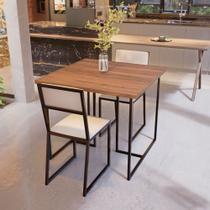 Conjunto Mesa de Jantar Quadrada Imbuia 2 Cadeiras Estofado Riviera Industrial Preto