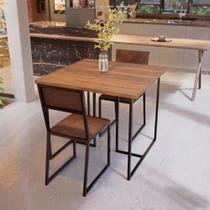 Conjunto Mesa de Jantar Quadrada Imbuia 2 Cadeiras Estofado Riviera Industrial Preto