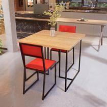 Conjunto Mesa de Jantar Quadrada Pinus 2 Cadeiras Estofado Riviera Industrial Preto